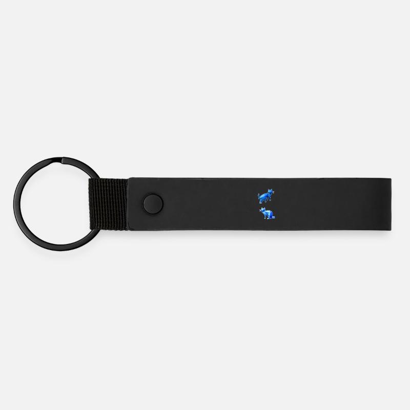 Blue Polygon Cat Duo - Matte Pu Keyring - black