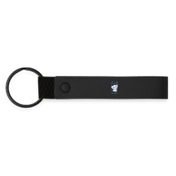 Empathie Elefant Geschenk - Matte PU Schlüsselanhänger - Schwarz - Vorne
