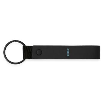 DNA Helix Pixel Art Blue - Matte Pu Keyring - black - Front