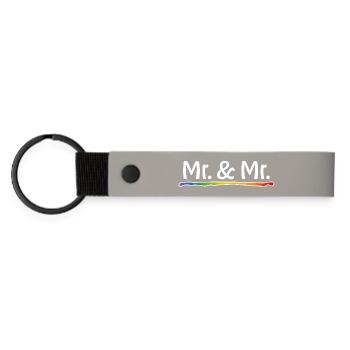 Mariage gay de M. et M. arc-en-ciel - Porte-clés en PU mat - gris clair - Devant