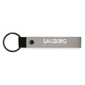 Salzbourg, Autriche, Texte en difficulté - Porte-clés en PU mat - gris clair - Devant