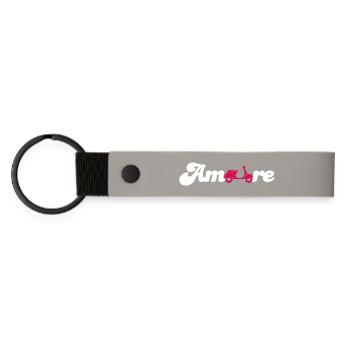 Amore Love Love Italy Fan Roller Cursive Font - Matte Pu Keyring - light grey - Front