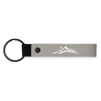 Mountain Dawn Silhouette - Matte Pu Keyring - light grey - Front
