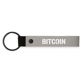 Bitcoin Text Schriftzug Grunge Vektor - Matte PU Schlüsselanhänger - Hellgrau - Vorne