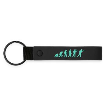 Fortschrittliche Evolutionssilhouette - Matte PU Schlüsselanhänger - Schwarz - Vorne