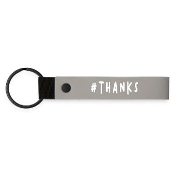 MERCI. THANKS. THANK YOU. ANNIVERSAIRE. NAISSANCE. - Porte-clés en PU mat - gris clair - Devant