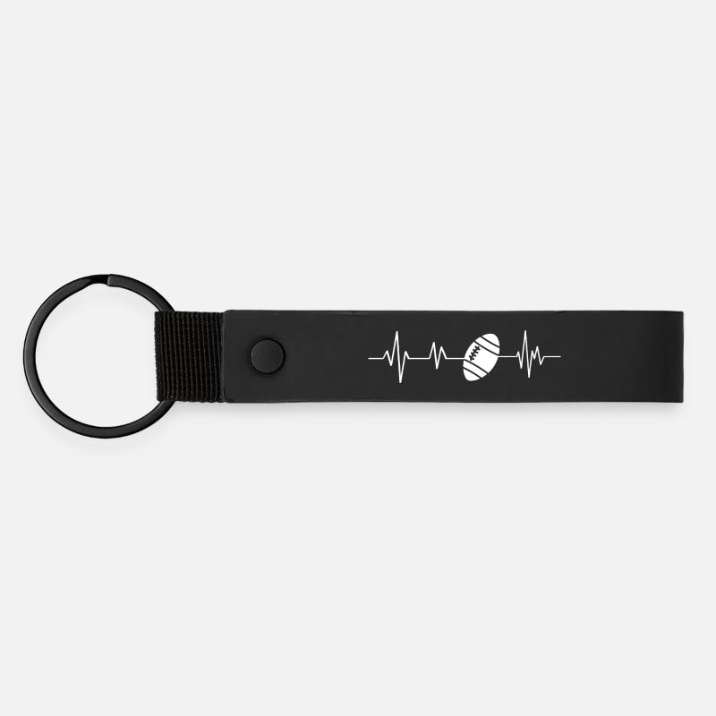 Rugby heartbeat - Matte Pu Keyring - black