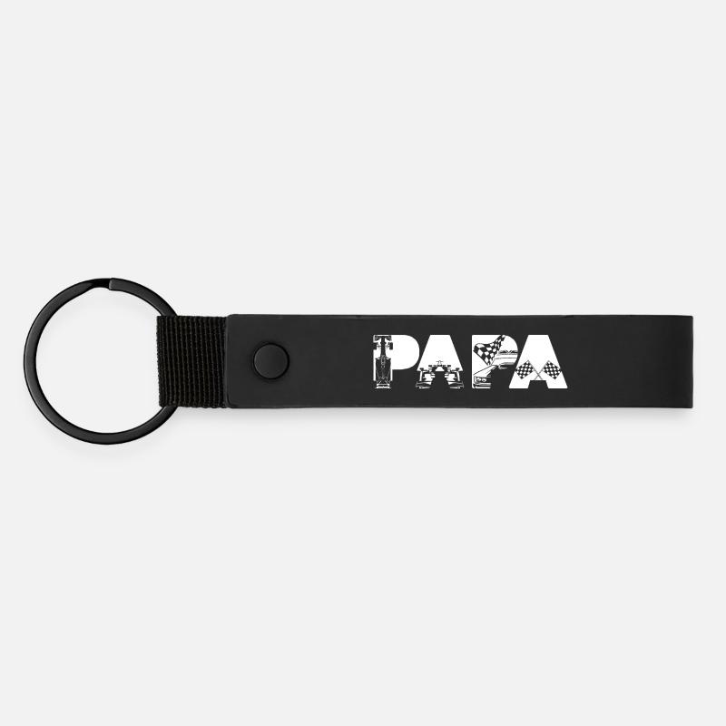 Papa Race Car Dad Wheel Racing Formula - Matte Pu Keyring - black