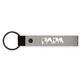 Cadeau de camping pour chiens Border Collie Never Camping Alone - Porte-clés en PU mat - gris clair - Devant