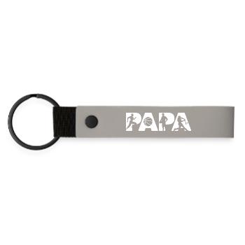 Papa Athlete Sports Silhouette Fettes Design - Matte PU Schlüsselanhänger - Hellgrau - Vorne