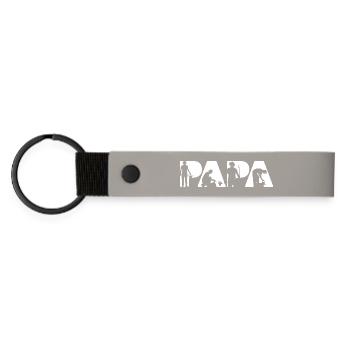 Papa Gardener Retro Vintage Silhouette Slogan - Matte Pu Keyring - light grey - Front