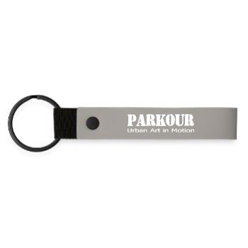 Parkour - Matte PU Schlüsselanhänger - Hellgrau - Vorne