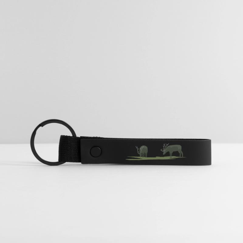 Elche oder Hirsche am Grasen Matte PU Schlüsselanhänger