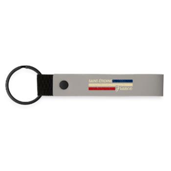 France - Saint-Étienne - France - Drapeau - Porte-clés en PU mat - gris clair - Devant