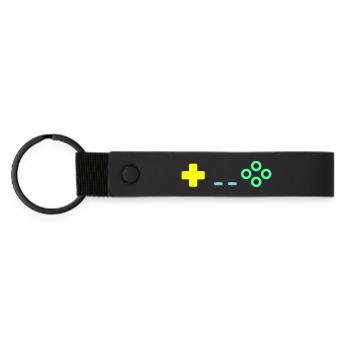 Gaming Controller Buttons Retro Vektor - Matte PU Schlüsselanhänger - Schwarz - Vorne