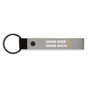 Ohne Bier Ohne Mich T-Shirt – Lustiger Bier Spruch - Matte PU Schlüsselanhänger - Hellgrau - Vorne