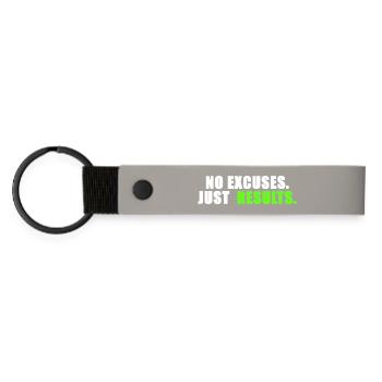 No excuses. Just results. - Matte Pu Keyring - light grey - Front