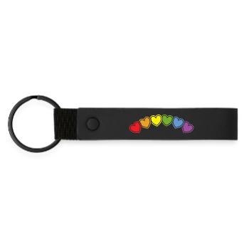 Regebogen hearts for freedom of love - Matte Pu Keyring - black - Front