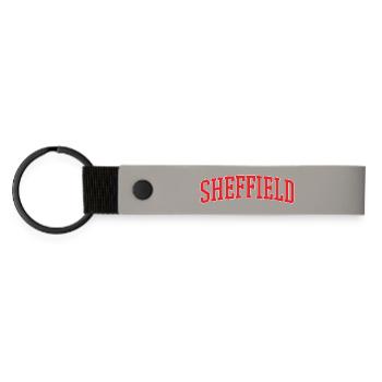 Sheffield Retro Varsity Lettering - Matte PU Schlüsselanhänger - Hellgrau - Vorne