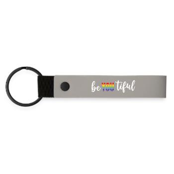 Pride Month LGBT - BeYOUTiful - Matte PU Schlüsselanhänger - Hellgrau - Vorne