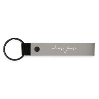 Minimalistisches Golf Heartbeat Geschenk - Matte PU Schlüsselanhänger - Hellgrau - Vorne