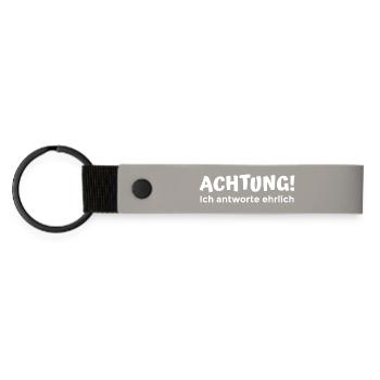 Achtung: Ich antworte ehrlich – Humor Shirt - Matte PU Schlüsselanhänger - Hellgrau - Vorne