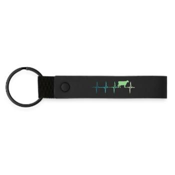cow heartbeat cows farmer - Matte Pu Keyring - black - Front