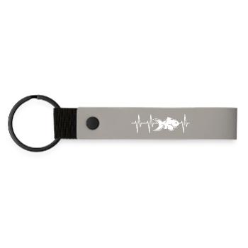 Pulse Poisson Poissons Animaux Icône Logo Équipe - Porte-clés en PU mat - gris clair - Devant