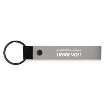 Liebevoll. Lieber voll - Matte PU Schlüsselanhänger - Hellgrau - Vorne