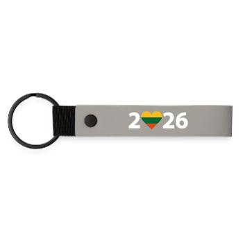 I love Litauen 2026, Urlaub in Litauen 2026 - Matte PU Schlüsselanhänger - Hellgrau - Vorne