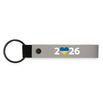 J’aime Ukraine 2026, Ukraine 2026 - Porte-clés en PU mat - gris clair - Devant