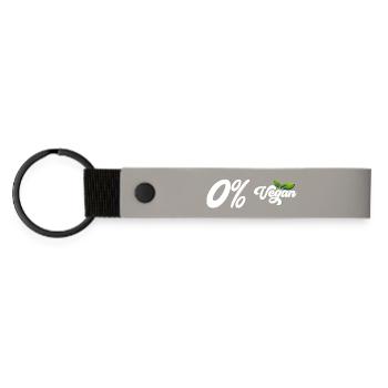 0% Vegan - Matte PU Schlüsselanhänger - Hellgrau - Vorne