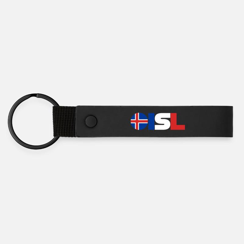 Islande - Porte-clés en PU mat - noir