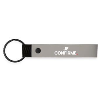 JE CONFIRME | Expression humour minimaliste - Porte-clés en PU mat - gris clair - Devant