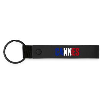 Cannes, France - Matte Pu Keyring - black - Front
