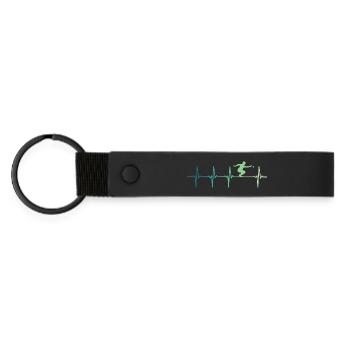 Pétanque battements de coeur bouliste - Porte-clés en PU mat - noir - Devant