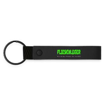 Fliesenleger Design - Matte PU Schlüsselanhänger - Schwarz - Vorne