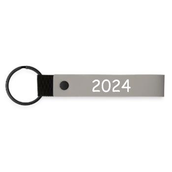 2024 Jahreszahl weiß - Matte PU Schlüsselanhänger - Hellgrau - Vorne