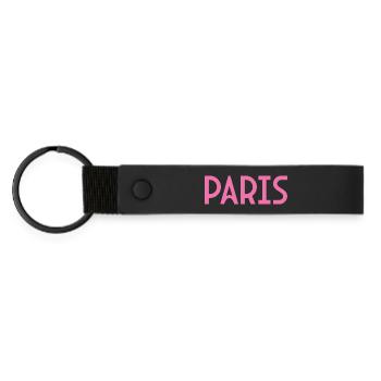 Paris France - Porte-clés en PU mat - noir - Devant