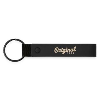 1976 Birthday Gift | Born in 1976 - Matte Pu Keyring - black - Front