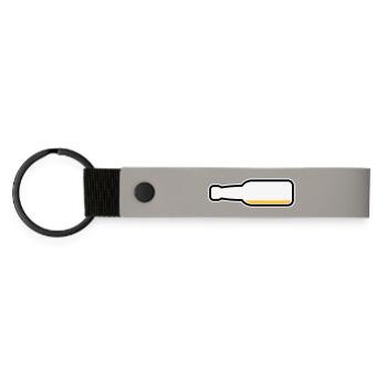 Bierflasche Leer (Bier Bierchen Symbol / POS 3C) - Matte PU Schlüsselanhänger - Hellgrau - Vorne