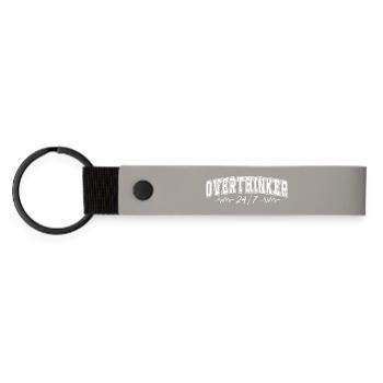 Überdenker 24/7 Herzschlag Overthinker Geschenk - Matte PU Schlüsselanhänger - Hellgrau - Vorne