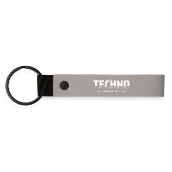 Musik Techno Geschenk für DJ, Raver, EDM Festival - Matte PU Schlüsselanhänger - Hellgrau - Vorne