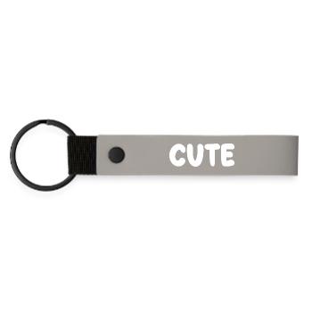 cute title with puffy Font - Matte Pu Keyring - light grey - Front