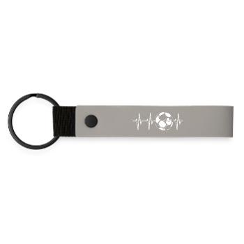 Soccer Used Illustration Ball Heartbeat ECG - Matte Pu Keyring - light grey - Front