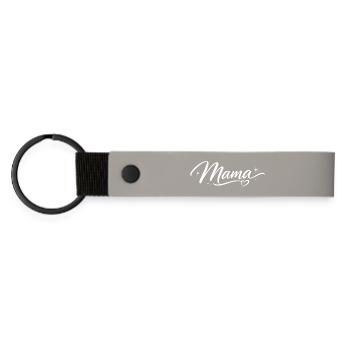 Mama Script Heart Stars | Chic Mom Gift - Matte Pu Keyring - light grey - Front
