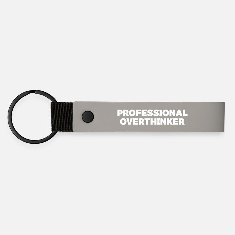 Futuristic Overthinker Typography Design - Matte Pu Keyring - light grey