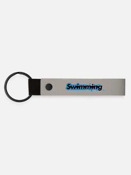 Swimming - Matte PU Schlüsselanhänger - Hellgrau