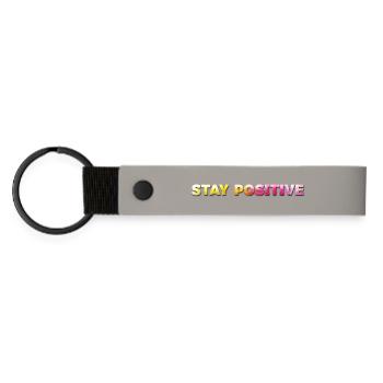 Restez positif - Porte-clés en PU mat - gris clair - Devant