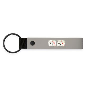 Vintage Retro Aces – Playing Cards - poker - Matte Pu Keyring - light grey - Front